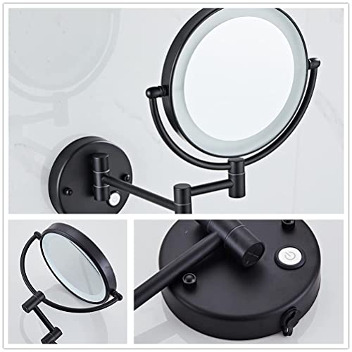 Hihia Wall Mounted Makeup Mirror With 10X Magnification, 8 Inch Double Sided Vanity Magnifying Vanity Mirror With Led Lights For Girls, Usb Rechargeable, Touch Control On/Off Matte Black (Black) #TOP4