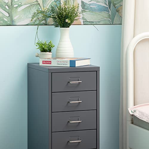 HollyHOME 5-Drawer Mobile File Cabinet, Filing Cabinet, Rolling Filing Organizer, Metal Storage Cabinet with Casters for Home,Office and School, Grey - Image 6