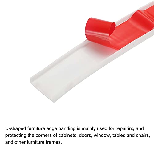 Image of uxcell U Shape Furniture Edge Banding, 4M Self Adhesive Flexible Edging Trim, 5x15mm TPE Edge Guards for Cabinets Furniture Repair Restoration, White