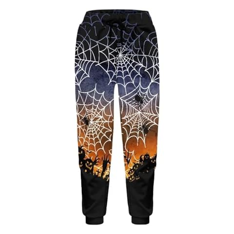 Eheartsgir Women Lightweight Jogger Pants Workout Sports Sweatpants Elastic Loose Quick Dry Pants for Running Training, Halloween Spider Web Cover