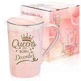 Jmugmt December Birthday Gifts for Women, Queens Are Born In December Mug, Month Birthday Gifts Idea for Women Friends Wife Sister 14 OZ Pink with Gift Box