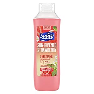 Image of Suave Essentials Energizing Shampoo, Infused with Strawberry Extract and Vitamin E, Strawberry Hair Shampoo with a Long Lasting Fragrance 22.5 oz
