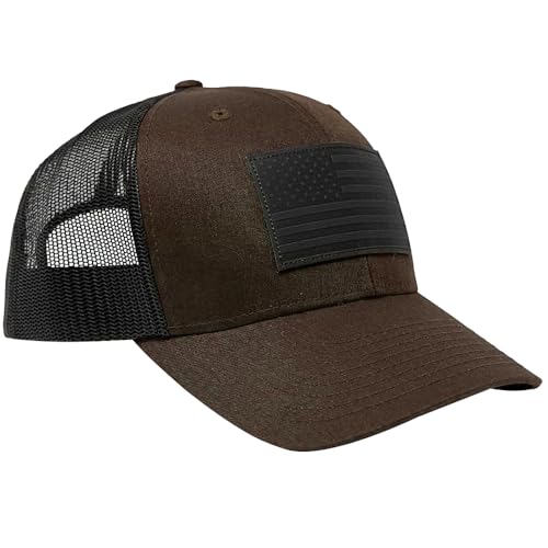 Image of 13 STRIPES American Flag Hat - Leather Patch Mesh Back Snapback Hat for Men & Women USA Flag Trucker Hat, Casual Unisex Hat