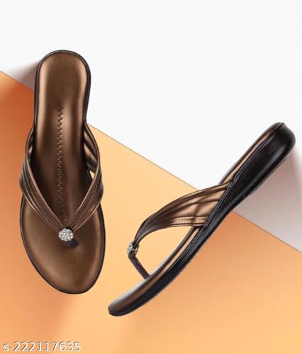 Image of Km Footwear Flat Slipper Sandals for Women Girls Casual Simple and Attractive Flats for Ladies with Padded Bottom