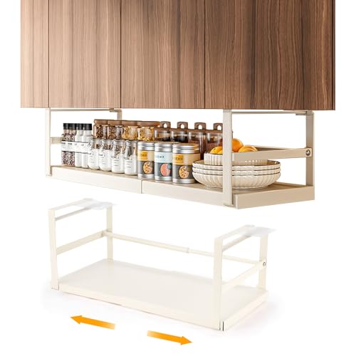CINPIUK Expandable Under Shelf Storage Basket, Slide-in Storage Rack Under Cabinet Add-on Storage Baskets Heavy Duty Carbon Steel Hanging Organizer for Kitchen Pantry Laundry Bathroom, 2 Pack by CINPIUK - Used condition - US$22.91