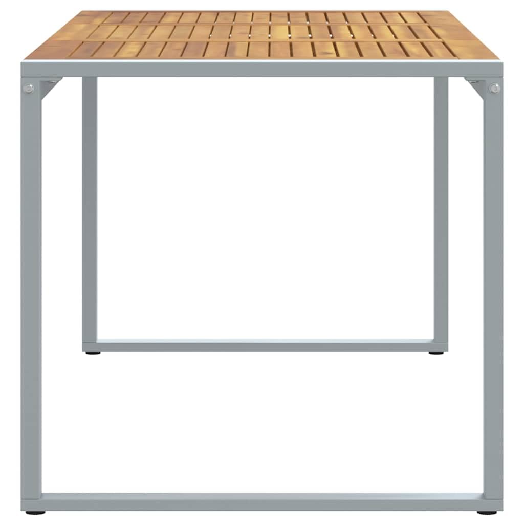 Stół ogrodowy, szary, 160 x 80 x 75 cm, lite drewno akacjowe ze stalową ramą, stół zewnętrzny na taras, balkon i do ogrodu, idealny do jedzenia, pikniku, dla rodziny i gości na patio lub