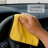 Kemes Ściereczki z mikrofibry do samochodu, 3 sztuki, 600 g/m², 4-krotne, chłonne ściereczki do polerowania, do pielęgnacji samochodu i gospodarstwa domowego, 30 x 30 cm (żółte)