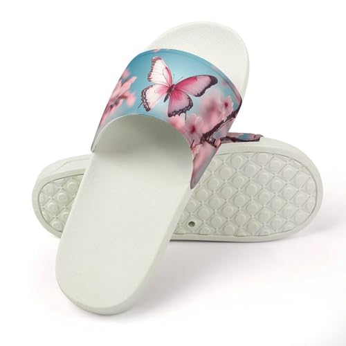 Cherry Flowers And Butterflies Funny House Sandals Non Slip Shower Slippers Quick Drying Bathroom Shoes for Women Men4