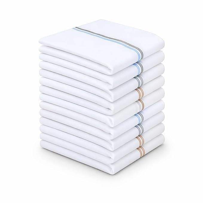 GIRLYZ ATTIRE Men's Cotton Handkerchief Soft & Durable Hankies for Men | White Handkerchief with Color Border | Pure Cotton Handkerchiefs for Gentlemen, Office, and Daily Use-picture-25