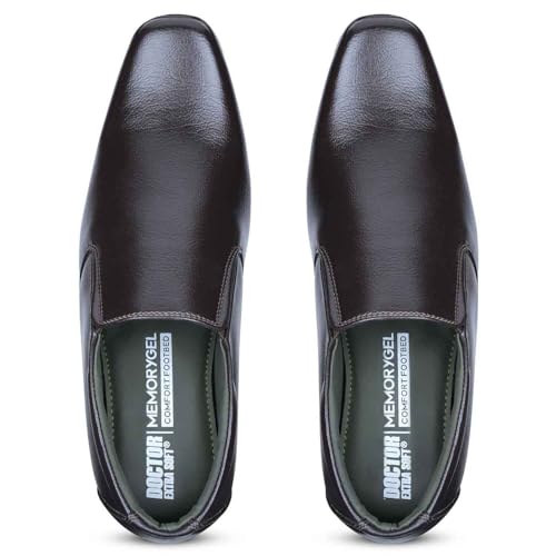 Image of DOCTOR EXTRA SOFT Men's Black Formal Shoes- Classic Office Business Dress Shoes, Slip On Style, Lightweight Cushioned Sole, Non-Slip Professional Work, Wedding,Party & Casual Footwear D-852