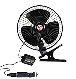 Koolatron 12V Oscillating Fan with Adjustable Neck, Heavy-Duty Non-Slip Clip, Two Speeds, Efficient Air Circulation for Car, SUV, Truck, RV, Boat