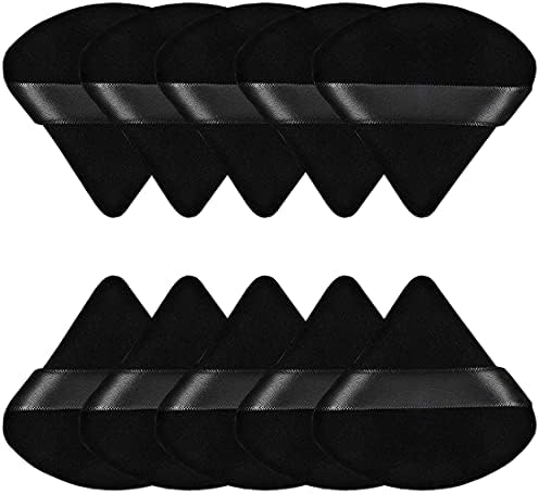 BODYA 10 Pieces Pure Powder Puff Soft Velvet Face Triangle Cosmetic Foundation Sponge Washable Face Cosmetics Cotton for Loose Powder Mineral Powder Body Powder Wet Dry Makeup Tool