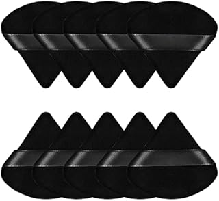 BODYA 10 Pieces Pure Powder Puff Soft Velvet Face Triangle Cosmetic Foundation Sponge Washable Face Cosmetics Cotton for Loose Powder Mineral Powder Body Powder Wet Dry Makeup Tool