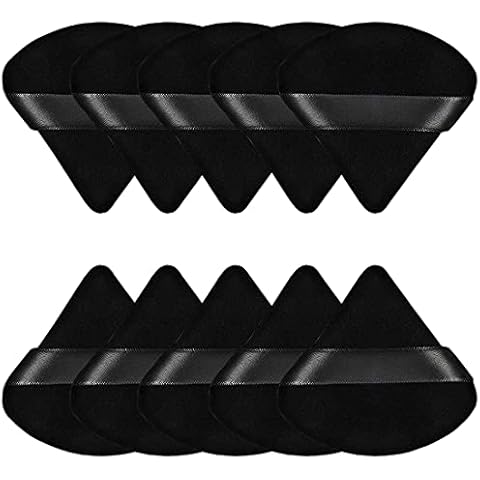 BODYA 10 Pieces Pure Powder Puff Soft Velvet Face Triangle Cosmetic Foundation Sponge Washable Face Cosmetics Cotton for Loose Powder Mineral Powder Body Powder Wet Dry Makeup Tool Cover