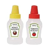 Matériel durable: Nos bouteilles de compression de ketchup de tomate sont faites de matériaux plastiques de qualité, clairs et rechargeables, durables et robustes, lavables et résolus, la bouteille est claire et transparente, vous pouvez facilement vérifier leur contenu en un coup d'œil.