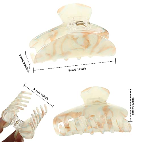 4Pcs Large Hair Claw Clips - Acrylic Big Hair Clips For Thick Hair Strong Hold Hair Jaw Clips Non-Slip Banana Hair Barrettes Clips For Women Girls (Banana(Gray/Champagne/Green/Pink)) #TOP3