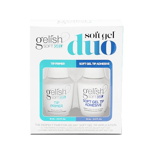 Gelish Soft Gel™ Duo – Includes Soft Gel™ Tip Primer & Adhesive for Long-Lasting, Natural-Looking Nails, Easy Application, and Strong Hold (15mL Each)