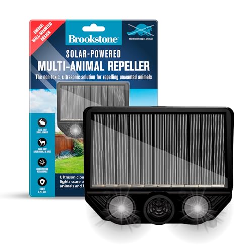 Brookstone Solar-Powered Multi-Animal Repeller – Ultrasonic Pest Deterrent with Flashing