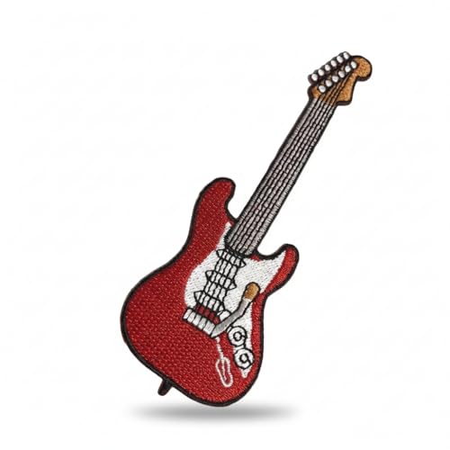 Image of Patch Portal Guitar Patch Music Iron On Patches Fabric Hippie Punk Rock and Roll Heavy Metal Concert Applique (Red)