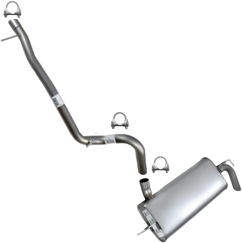 Exhaust Intermediate Pipe and Muffler Kit Compatible for 2007-2011 Jeep Wrangler 3.8L | Stainless Steel | Northeastern Exhaust | Free Clamps Included | Direct-Fit Replacement