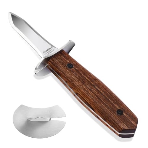 Oyster Shucking Knife, New Haven Bent Tip Seafood Opener with Hand Guard