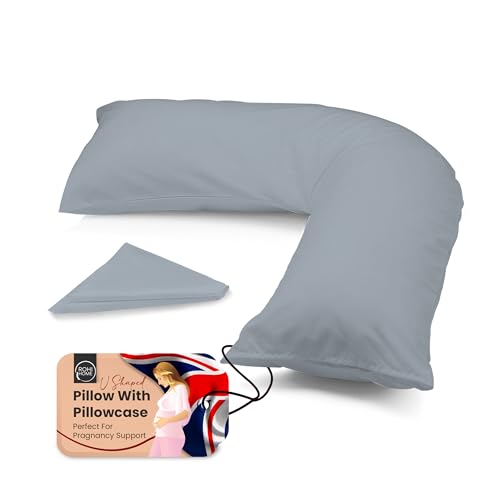Rohi Orthopaedic V Pillow with Pillowcase – Anti Allergy Triangle pillows for Adults, Nursing, Maternity & Pregnancy – Extra Hollowfibre Cushioning to Supports Neck, Head & Back (Grey)
