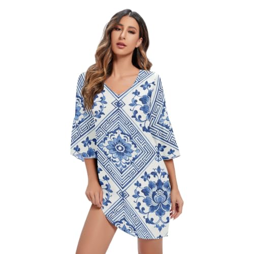 Robe en mousseline motif pivoine chic et fluide coupe décontractée