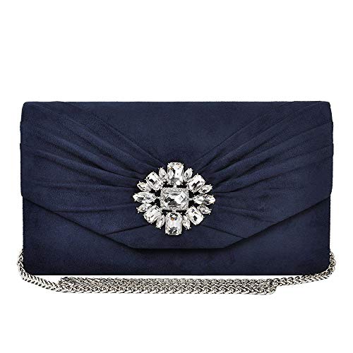 ANKESON-Clutch-Purses-for-Women-Velvet-Pleated-Evening-Bags-Envelope-Shoulder-Evening-Handbags-Navy-Blue