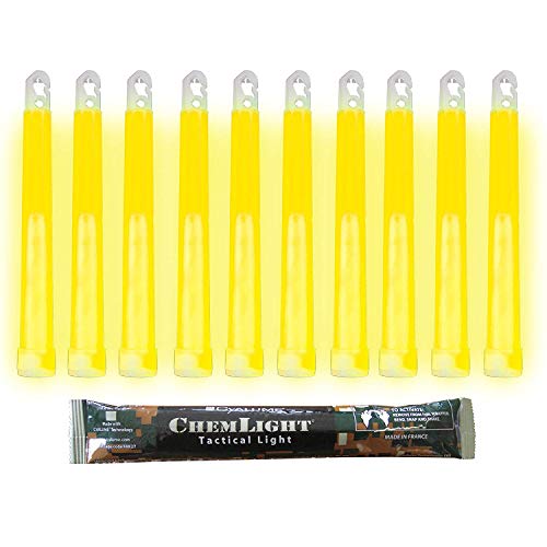 Cyalume Bâton lumineux jaune militaire ChemLight Lightsticks 15cm, Light Sticks Haute Intensité 30 minutes (Boite de 10) Cover