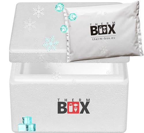 THERM-BOX Styroporbox 2W mit 1x Kühlakku für Kühlbox 2,4L Innen:...
