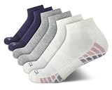 Nautica Womens Quarter Socks - 6 Pack Cushioned Moisture Wicking Athletic Quarter Socks for Women, Size 4-10, White/Grey/Blue