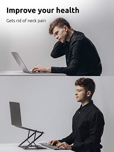 2023 Laptop Stand – Lightweight & Durable Metal Design - Aluminum Foldable Portable Computer Stand - Ergonomic Laptop Holder - Multi-Angle Notebook Riser – For All Laptops 11-17” (Space Grey) #TOP1