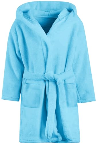 Image of Umeyda Girls Fleece Hooded Robes, Warm Printed Bath Robe for Kids Soft Fuzzy Bathrobe for Gifts