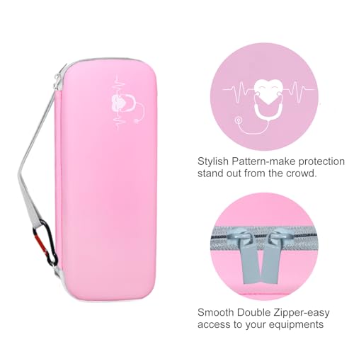 Opoway Stethoscope Carrying Case, Hard Stethoscope Case Compatible for 3M Littmann Classic III, Cardiology IV Diagnostic, MDF Acoustica Stethoscopes and Other Nurse Accessories (Pink)