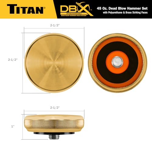 Titan DBX 63647 45oz Dead Blow Hammer with Interchangeable Polyurethane & Brass Striking Faces, Rebound Resistant, 15" Shock Absorbing Fiberglass Handle with Textured Grip by Titan - Image 8