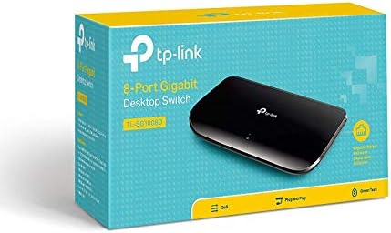 TP-Link TL-SG1008D, 8 Port Gigabit Ethernet Network Switch, Ethernet Splitter, Hub, Desktop and Wall-Mounting, Plastic Case, Plug and Play, Energy-Saving, Black