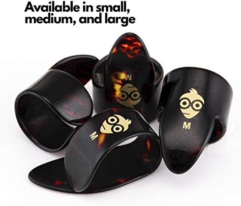 Pick Geek Finger and Thumb Pick Set | 1 x Celluloid Thumb Pick | 3 x Celluloid Finger Picks | Small Size | Tortoiseshell Colour | Includes Draw-String Linen Bag for Safe Keeping | Gifted in Kraft Box