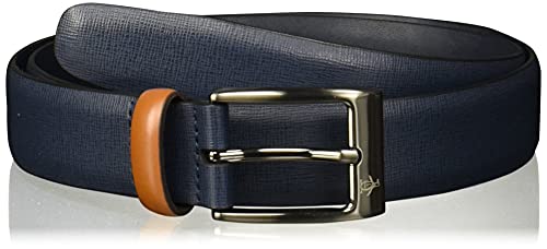 Original Penguin Men's 32mm Saffiano Leather Belt, Navy, 36