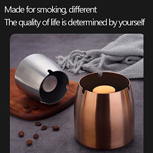 Cendrier de bureau discret et pratique en acier inoxydable noir pour petits espaces - 4