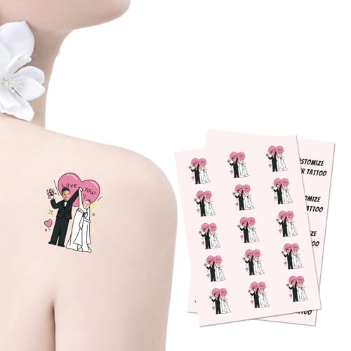 RoPox Tatuajes Temporales Personalizados - con Nombre y Fecha - Cara Pegatina de Tatuaje Falso Resistente al Agua - Ideales para Eventos - Calcomanías para Fiestas con diseños Variados