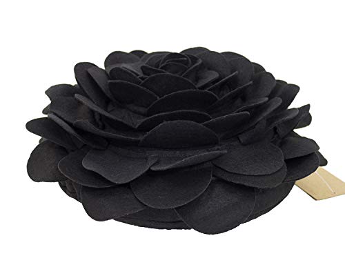 Fennco Styles Eva's Flower Garden Decorative Throw Pillow 13" Round - Black Floral Accent Pillow For Home, Couch, Bed, Living Room, Holiday And Office Décor #TOP3