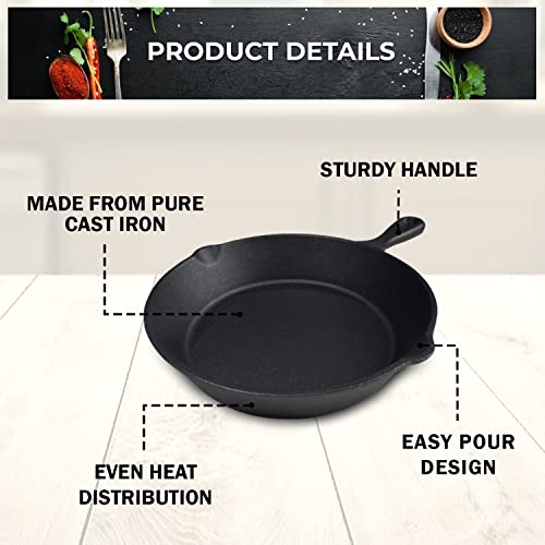 Healthy Choices 10" Cast Iron Skillet, Pre Seasoned, Small Cast Iron Pan For Frying, Small Cast Iron Skillet For Healthy Cooking, Safe For Oven, Stovetop, Glass Cooktop, Electric & Induction #TOP2