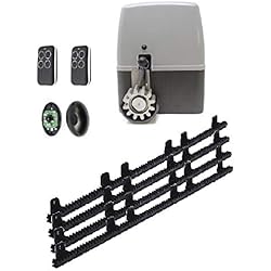 Kit para automatizar tu puerta de garaje corredera de modelo VDS GEKO 400 Kg, incluye motor, 2 mandos de código evolutivo, placa de control, 4 metros de cremallera, fotocelula y manuales.