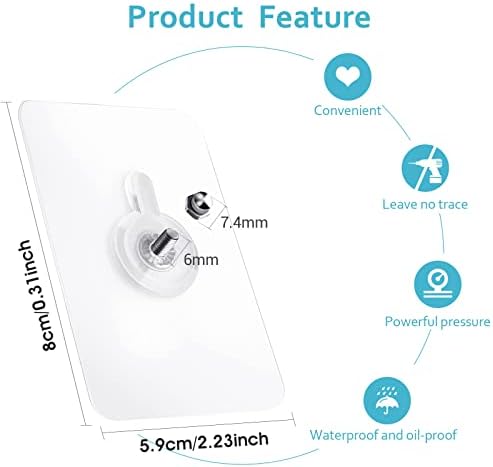 Abeillo 10 Pcs Adhesive Wall Hooks, No Nail Wall Mount Screw Hangers Hooks Screw Free Sticker for Hanging Paintings, Reusable Sticky Hooks for Kitchen, Bathroom, Home, Office (13LB)
