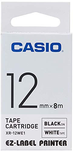 Image of Casio XR-18WE1 Label Printer Tape (Black and White) & Casio XR-12WE1 Label Printer Tape (Black and White)