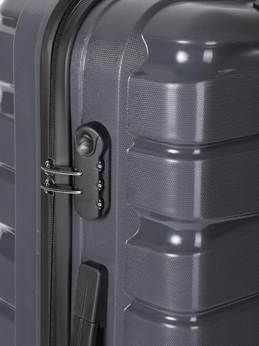 Image of Teakwood Small-Medium Cabin Size 8 Wheels Trolley Bag, Hard Cabin with Zipper Closure, Adjustable Push Button & Cross Side Strap, TSA Lock System 360 Degree (Set of 2,Grey)