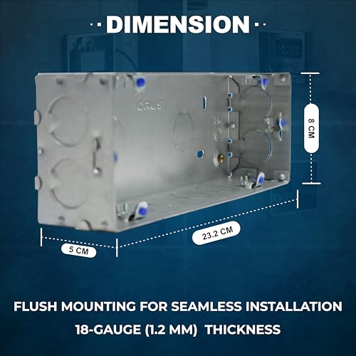 Image of Forus Concealed GI Sheet Metal Modular Box 8 Module, Excellent Quality Rustproof Galvanized Iron Heavy Duty Flush Mounting Electrical Junction Box, 18 Gauge thick 9x3 Inch Junction Box-2PC