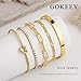 Gokeey Gold Cubic Zirconia Classic Tennis Bracelets for Women Trendy 14K Gold Plated Bangle Cuff Bracelet Set for Women Love Tike Knot Paperclip Figaro Bracelet Stack No Tarnish Bracelets Waterproof Simple Fashion Jewelry Gifts