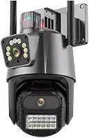 Câmera de Segurança Externa Dupla 4K, 6MP, Sirene Policial, Visão Noturna, WiFi