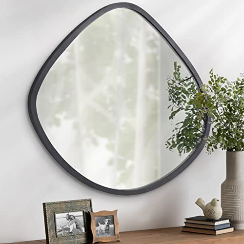 AOAOPQ Espejo de pared irregular grande asimétrico arco moderno decorativo abstracto espejos para colgar vertical u horizontalmente, 19 x 20 pulgadas, color negro